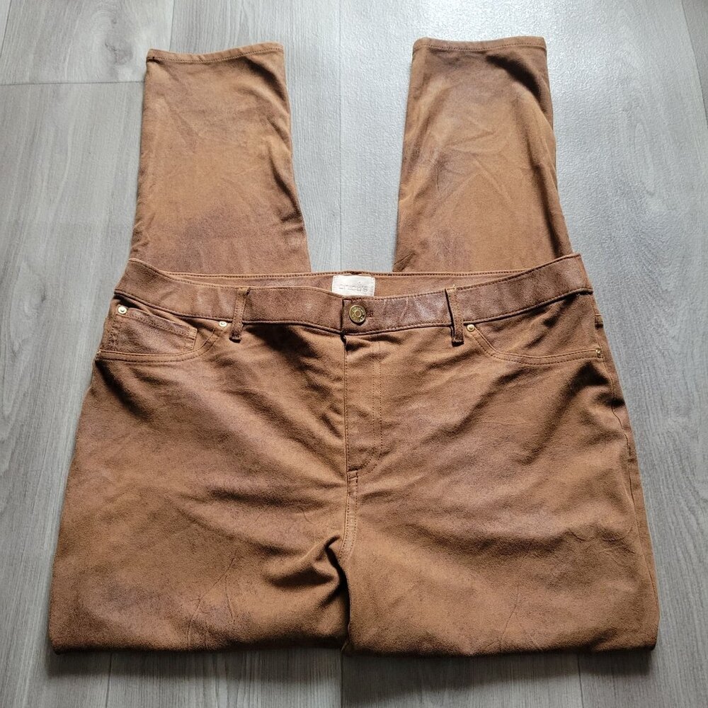 Chicos Womens Size 2.5 Brown Faux Suede Jeans Pants 14